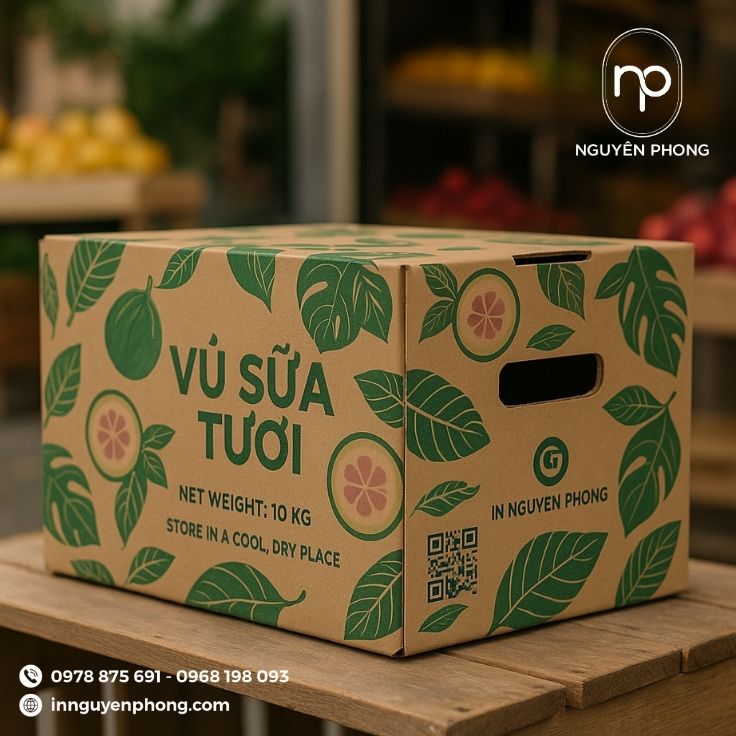 Thùng carton đựng vú sữa thiết kế lỗ thông hơi
